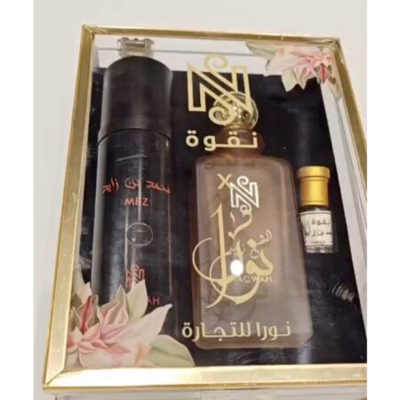 طقم للهدايا مكون من عطر و مرش للجسم والشعر و عطر زيتي ينفع للرجال والنساء