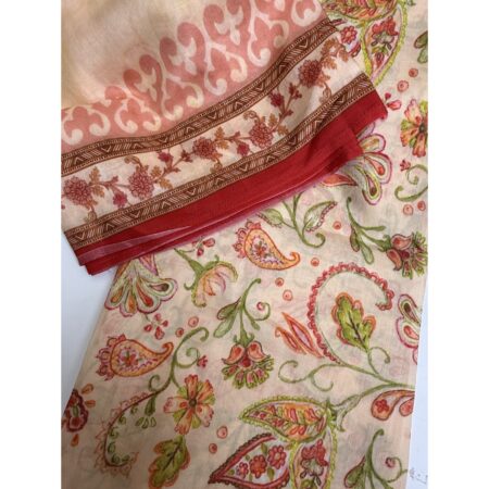 Cotton Jacquard Fabric - Peach Paisley Floral