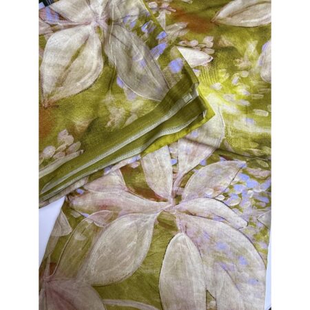 Cotton Jacquard Fabric - Olive Abstract Floral