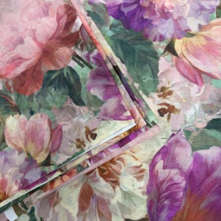 Cotton Jacquard Fabric - Blush Pink Peony Floral