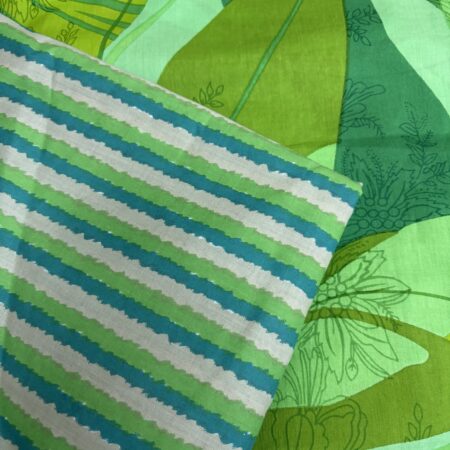 Cotton Jacquard Fabric - Green Tropical Leaf Print