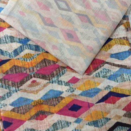 Cotton Fabric - Multicolor Diamond Print