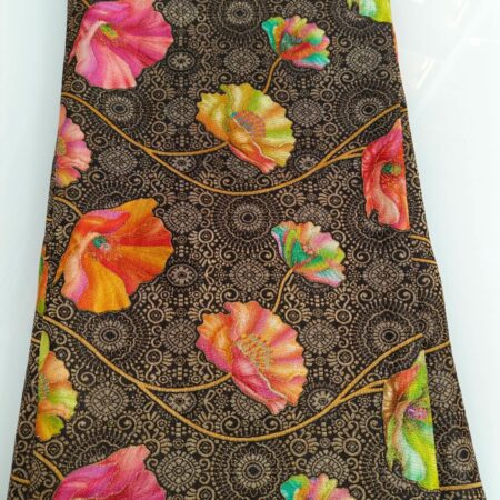 Black Multicolor Poppy Fabric