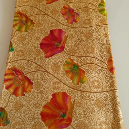 Tan Poppy Print Fabric