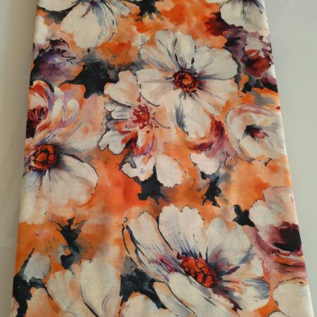 Orange Watercolor Daisy Fabric