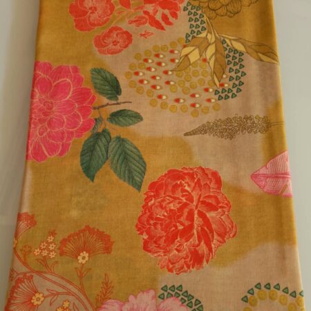 Mustard Peony Botanical Fabric