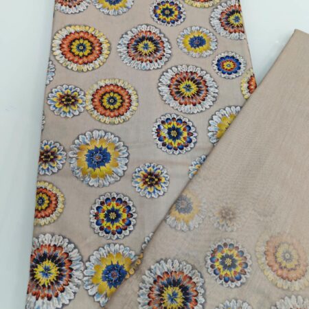 Beige Floral Medallion Cotton Fabric