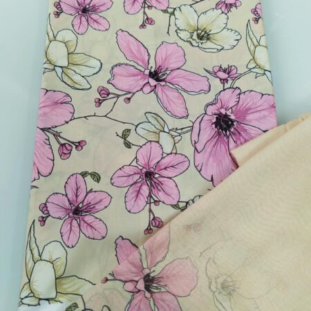Cream Blossom Floral Cotton Fabric