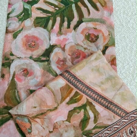 Silk Cotton Fabric - Blush Rose Floral Print