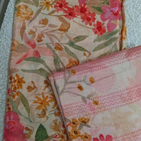 Silk Cotton Fabric - Peach Wildflower Print
