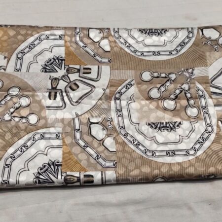 Beige Chain Buckle Print Silk Fabric