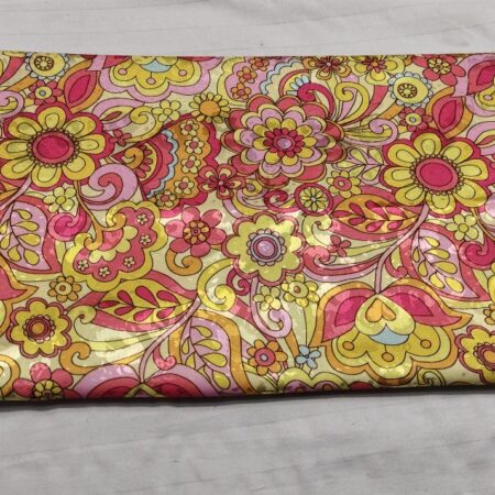 Pink Yellow Paisley Floral Silk Fabric