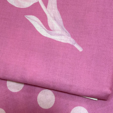Cotton Fabric - Pink Tulip Polka Dot Print