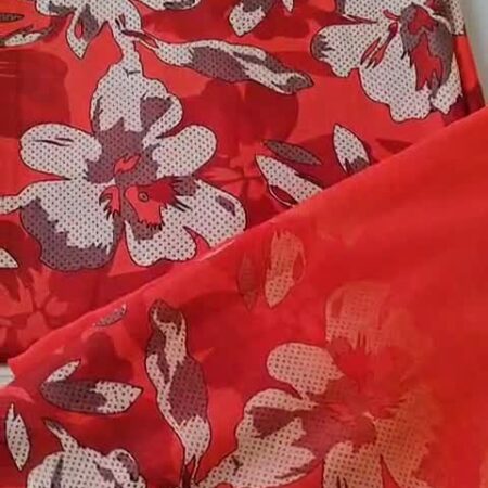 Red Polka Dot Floral Cotton Fabric